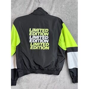 Rue21 Limited Edition Anorak Jacket Pullover Windbreaker Black Neon Womens
